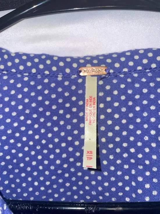 Free People Blue Polka Dot Puff Sleeve Mini Dress - Picture 7 of 8